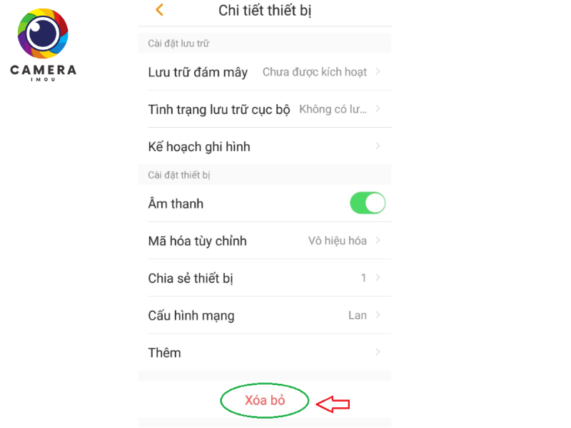 cách xóa tài khoản bị gán vào camera Imou